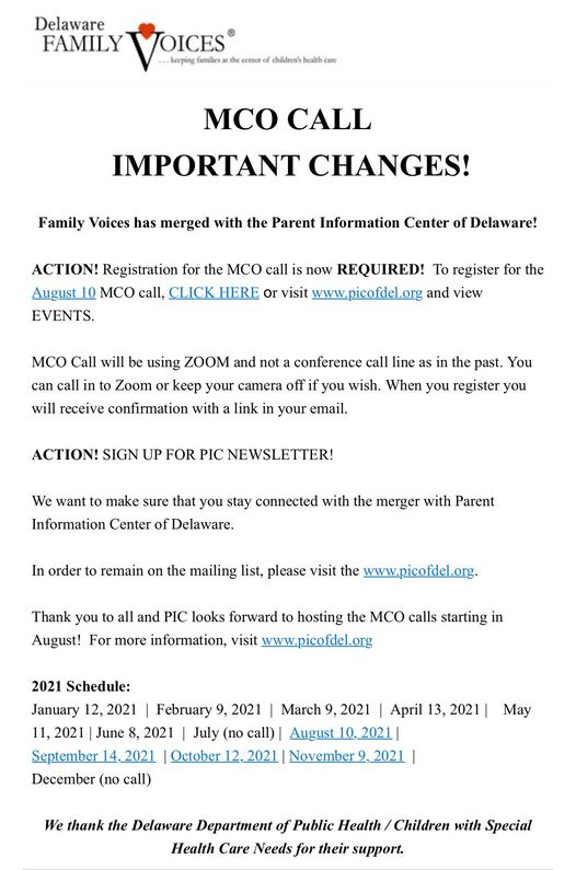 MCO CALL IMPORTANT CHANGES!