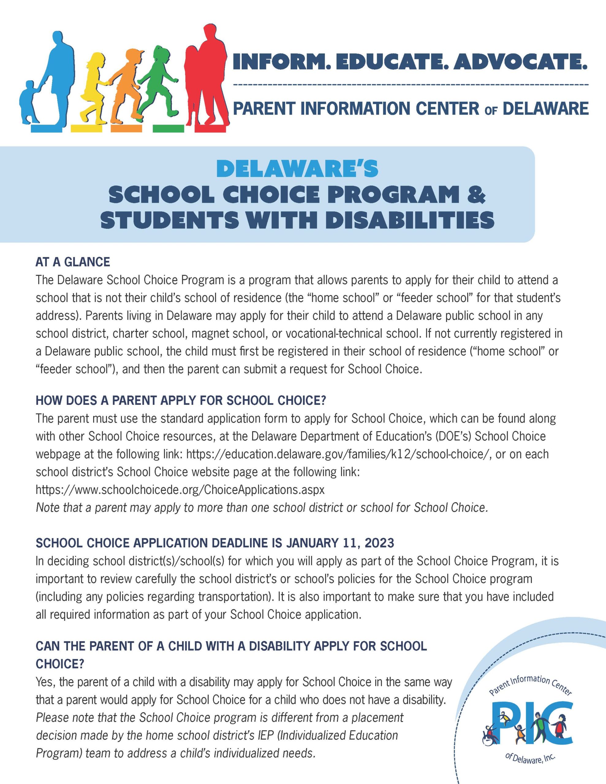 PIC Fact Sheet of the Week-School Choice