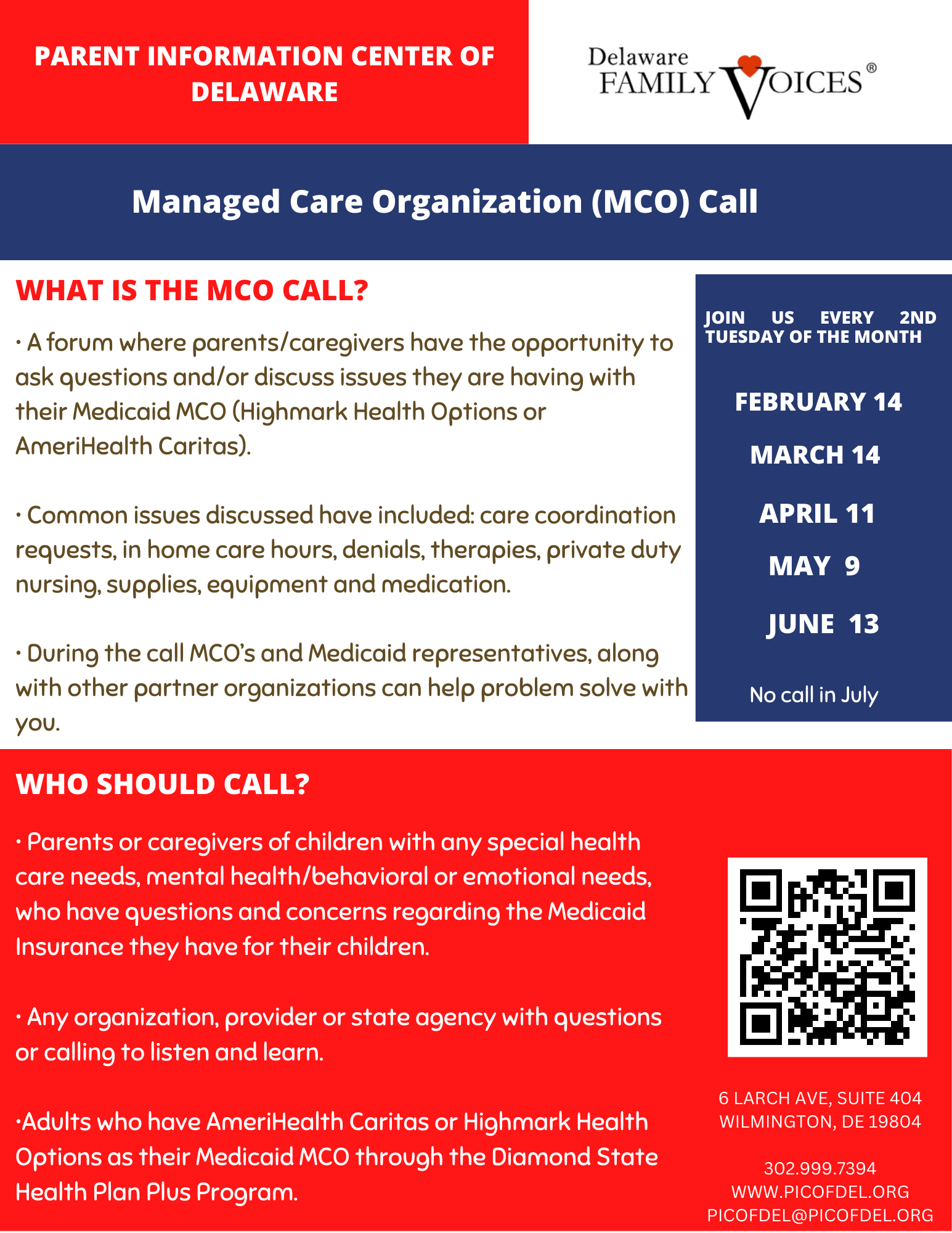 Managed Care Organization (MCO) Calls 2023